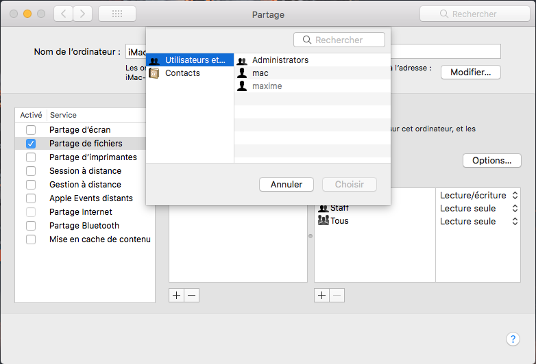 Partage de fichiers en réseau