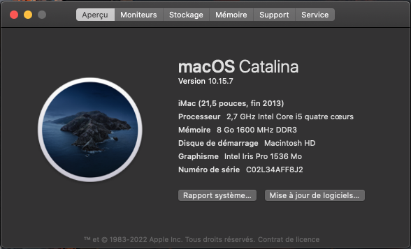 Caractéristiques mac