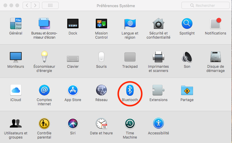 préférences système bluetooth
